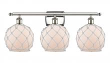  516-3W-PN-G121-8RW - Farmhouse Rope - 3 Light - 28 inch - Polished Nickel - Bath Vanity Light