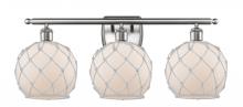  516-3W-SN-G121-8RW - Farmhouse Rope - 3 Light - 28 inch - Brushed Satin Nickel - Bath Vanity Light