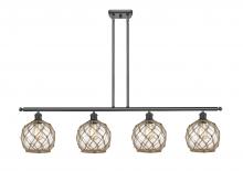  516-4I-BK-G122-8RB - Farmhouse Rope - 4 Light - 48 inch - Matte Black - Cord hung - Island Light