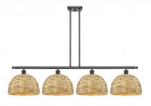  516-4I-BK-RBD-12-NAT - Woven Rattan - 4 Light - 50 inch - Matte Black - Multi Pendant