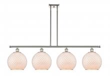  516-4I-PN-G121-10CSN - Farmhouse Chicken Wire - 4 Light - 48 inch - Polished Nickel - Cord hung - Island Light