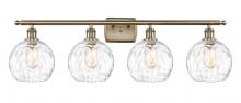  516-4W-AB-G1215-8 - Athens Water Glass - 4 Light - 38 inch - Antique Brass - Bath Vanity Light