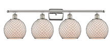  516-4W-PN-G121-8CBK - Farmhouse Chicken Wire - 4 Light - 38 inch - Polished Nickel - Bath Vanity Light