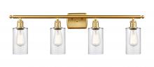  516-4W-SG-G802 - Clymer - 4 Light - 34 inch - Satin Gold - Bath Vanity Light