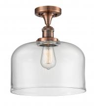  517-1CH-AC-G72-L - Bell - 1 Light - 12 inch - Antique Copper - Semi-Flush Mount