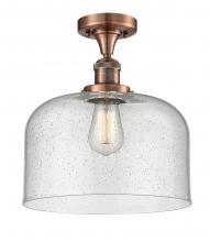  517-1CH-AC-G74-L - Bell - 1 Light - 12 inch - Antique Copper - Semi-Flush Mount