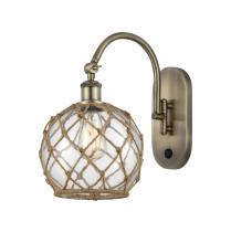  518-1W-AB-G122-8RB - Farmhouse Rope - 1 Light - 8 inch - Antique Brass - Sconce