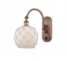  518-1W-AC-G121-8RW - Farmhouse Rope - 1 Light - 8 inch - Antique Copper - Sconce