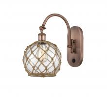  518-1W-AC-G122-8RB - Farmhouse Rope - 1 Light - 8 inch - Antique Copper - Sconce