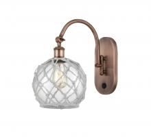  518-1W-AC-G122-8RW - Farmhouse Rope - 1 Light - 8 inch - Antique Copper - Sconce