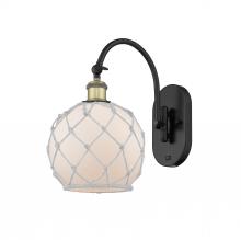  518-1W-BAB-G121-8RW - Farmhouse Rope - 1 Light - 8 inch - Black Antique Brass - Sconce