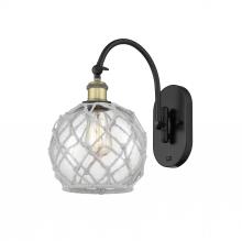  518-1W-BAB-G122-8RW - Farmhouse Rope - 1 Light - 8 inch - Black Antique Brass - Sconce