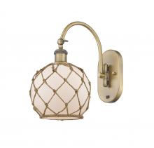  518-1W-BB-G121-8RB - Farmhouse Rope - 1 Light - 8 inch - Brushed Brass - Sconce