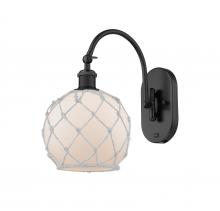  518-1W-BK-G121-8RW - Farmhouse Rope - 1 Light - 8 inch - Matte Black - Sconce