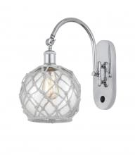  518-1W-PC-G122-8RW - Farmhouse Rope - 1 Light - 8 inch - Polished Chrome - Sconce