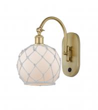  518-1W-SG-G121-8RW - Farmhouse Rope - 1 Light - 8 inch - Satin Gold - Sconce