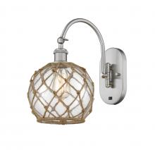  518-1W-SN-G122-8RB - Farmhouse Rope - 1 Light - 8 inch - Brushed Satin Nickel - Sconce