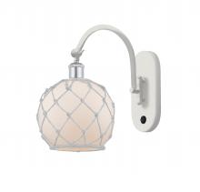  518-1W-WPC-G121-8RW - Farmhouse Rope - 1 Light - 8 inch - White Polished Chrome - Sconce