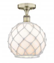  616-1F-AB-G121-10RW - Farmhouse Rope - 1 Light - 10 inch - Antique Brass - Semi-Flush Mount