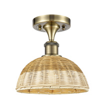Innovations Lighting 616-1F-AB-NBD2-9-NAT - Bristol Natural II - 1 Light - 9 inch - Antique Brass - Semi-Flush Mount
