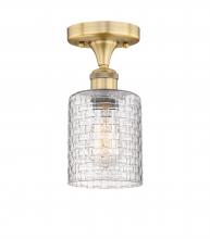  616-1F-BB-G112C-5CL - Cobbleskill - 1 Light - 5 inch - Brushed Brass - Semi-Flush Mount