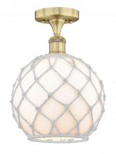  616-1F-BB-G121-10RW - Farmhouse Rope - 1 Light - 10 inch - Brushed Brass - Semi-Flush Mount