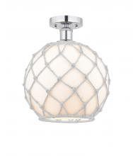  616-1F-PC-G121-10RW - Farmhouse Rope - 1 Light - 10 inch - Polished Chrome - Semi-Flush Mount