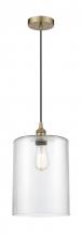  616-1P-AB-G112-L - Cobbleskill - 1 Light - 9 inch - Antique Brass - Cord hung - Mini Pendant