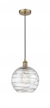  616-1P-AB-G1213-10-LED - Athens Deco Swirl - 1 Light - 10 inch - Antique Brass - Cord hung - Mini Pendant