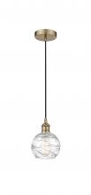  616-1P-AB-G1213-6 - Athens Deco Swirl - 1 Light - 6 inch - Antique Brass - Cord hung - Mini Pendant