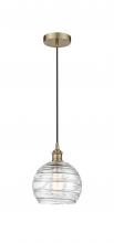  616-1P-AB-G1213-8-LED - Athens Deco Swirl - 1 Light - 8 inch - Antique Brass - Cord hung - Mini Pendant