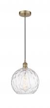  616-1P-AB-G1215-10 - Athens Water Glass - 1 Light - 10 inch - Antique Brass - Cord hung - Mini Pendant