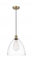  616-1P-AB-GBD-122 - Bristol - 1 Light - 12 inch - Antique Brass - Cord hung - Mini Pendant