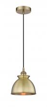  616-1P-AB-M14-AB - Adirondack - 1 Light - 8 inch - Antique Brass - Cord hung - Mini Pendant