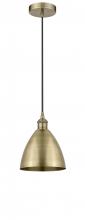  616-1P-AB-MBD-75-AB - Bristol - 1 Light - 8 inch - Antique Brass - Cord hung - Mini Pendant