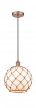  616-1P-AC-G121-10RB - Farmhouse Rope - 1 Light - 10 inch - Antique Copper - Cord hung - Mini Pendant