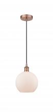 Innovations Lighting 616-1P-AC-G121-8-LED - Athens - 1 Light - 8 inch - Antique Copper - Cord hung - Mini Pendant