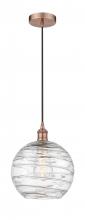  616-1P-AC-G1213-10 - Athens Deco Swirl - 1 Light - 10 inch - Antique Copper - Cord hung - Mini Pendant