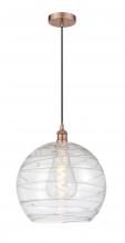  616-1P-AC-G1213-14 - Athens Deco Swirl - 1 Light - 14 inch - Antique Copper - Cord hung - Pendant