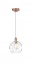 Innovations Lighting 616-1P-AC-G1215-8-LED - Athens Water Glass - 1 Light - 8 inch - Antique Copper - Cord hung - Mini Pendant