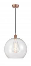  616-1P-AC-G122-14 - Athens - 1 Light - 14 inch - Antique Copper - Cord hung - Pendant