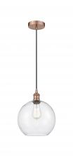  616-1P-AC-G124-10 - Athens - 1 Light - 10 inch - Antique Copper - Cord hung - Mini Pendant