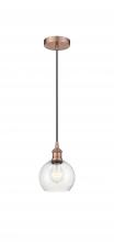  616-1P-AC-G124-6 - Athens - 1 Light - 6 inch - Antique Copper - Cord hung - Mini Pendant