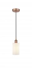  616-1P-AC-G801 - Clymer - 1 Light - 4 inch - Antique Copper - Cord hung - Mini Pendant