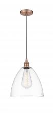  616-1P-AC-GBD-122 - Bristol - 1 Light - 12 inch - Antique Copper - Cord hung - Mini Pendant