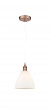  616-1P-AC-GBD-751 - Bristol - 1 Light - 8 inch - Antique Copper - Cord hung - Mini Pendant