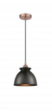  616-1P-AC-M14-BK - Adirondack - 1 Light - 8 inch - Antique Copper - Cord hung - Mini Pendant