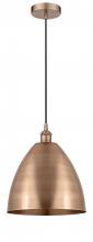  616-1P-AC-MBD-12-AC - Bristol - 1 Light - 12 inch - Antique Copper - Cord hung - Mini Pendant