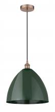  616-1P-AC-MBD-16-GR - Plymouth - 1 Light - 16 inch - Antique Copper - Cord hung - Mini Pendant