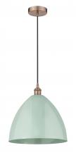  616-1P-AC-MBD-16-SF - Plymouth - 1 Light - 16 inch - Antique Copper - Cord hung - Mini Pendant